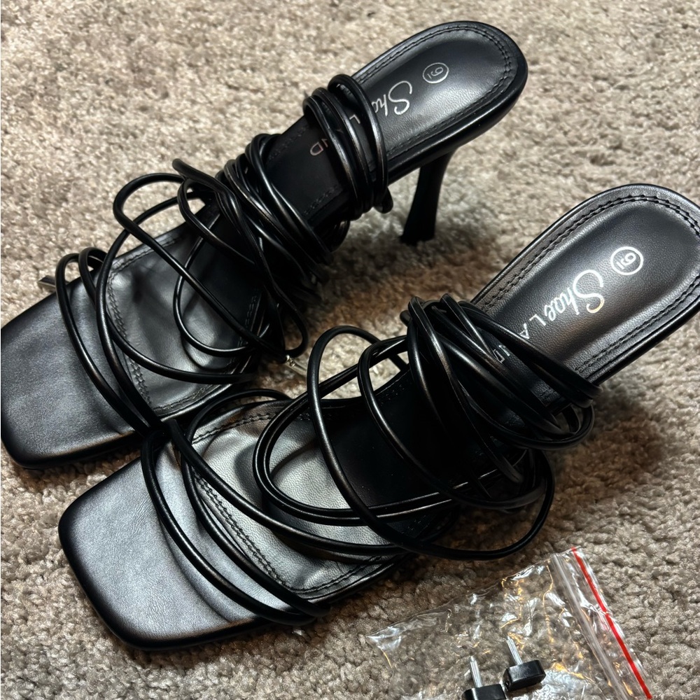 Black Strappy Heels - Worn Once - Size 9.0